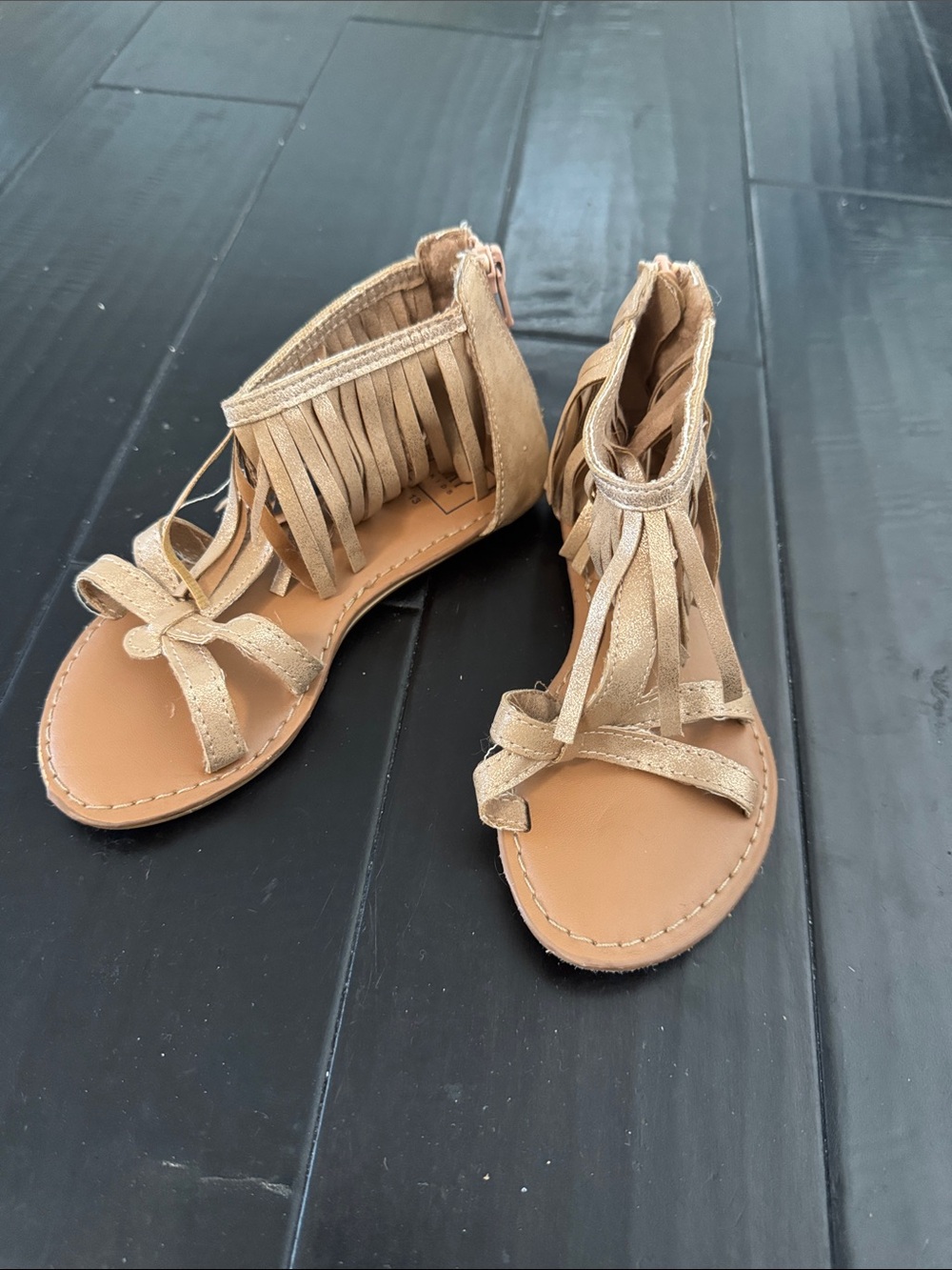 GAP Girls Tan Fringe Gladiator Sandals